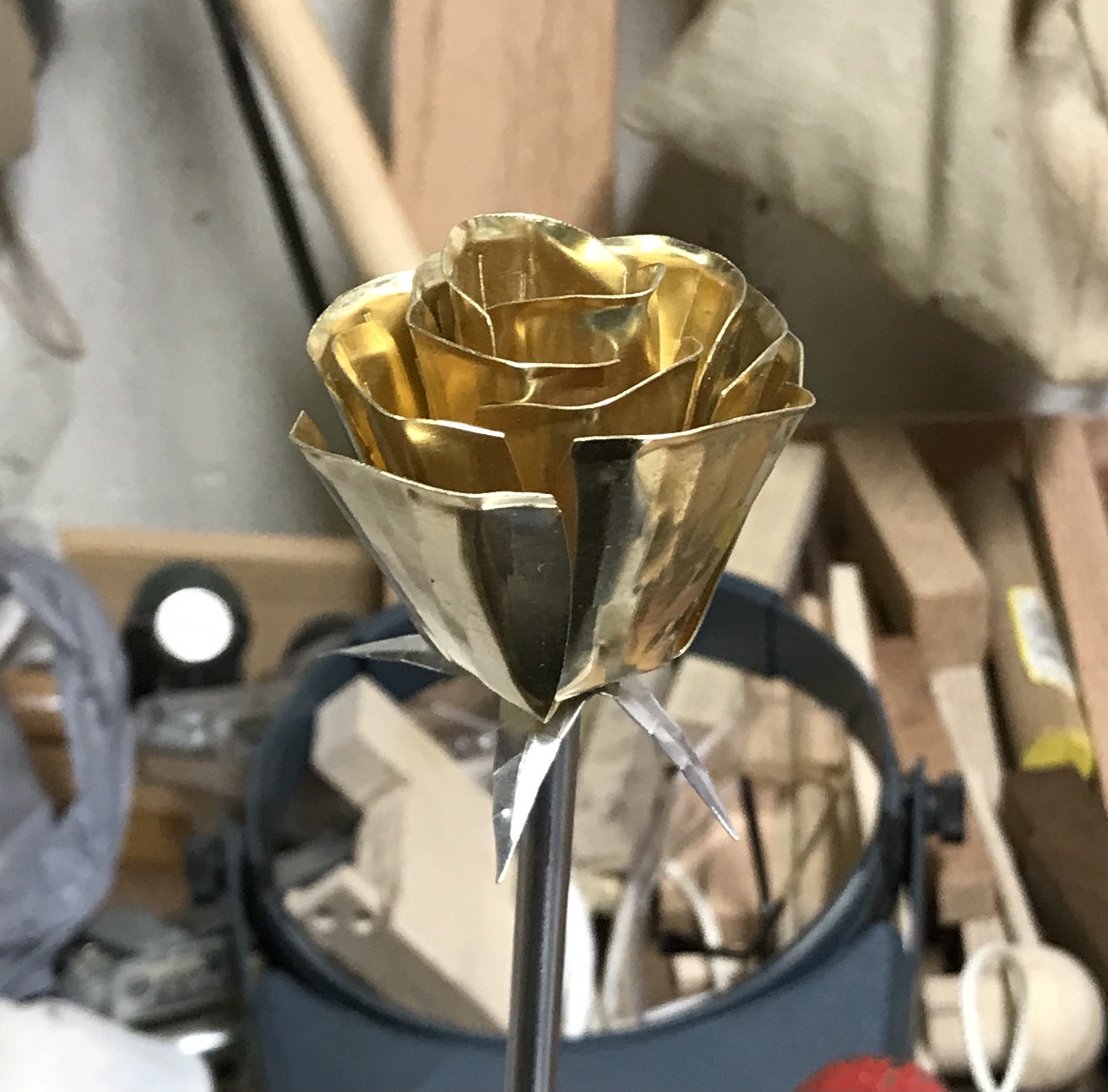 The brass rose after petal bending